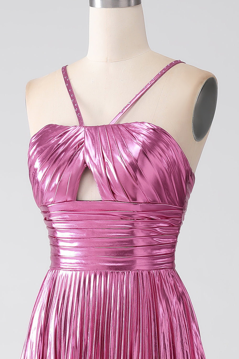 20721 - A Line Halter Ruched Long 2024 Semi Formal Prom Dress with Slit