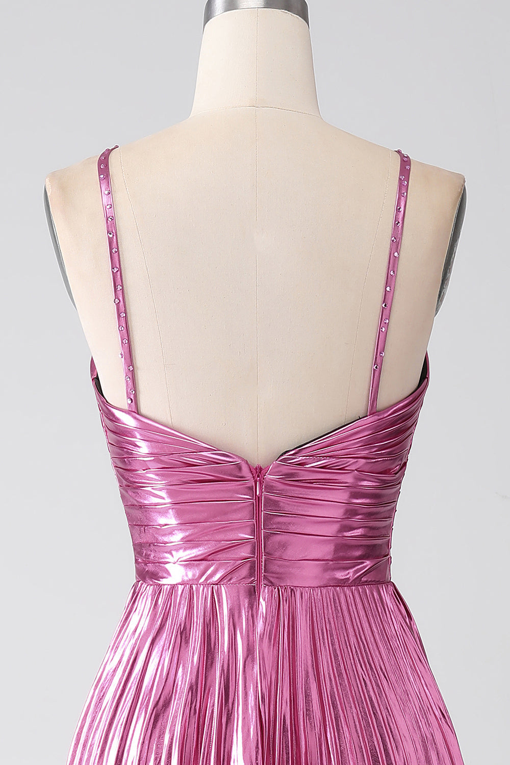 20721 - A Line Halter Ruched Long 2024 Semi Formal Prom Dress with Slit