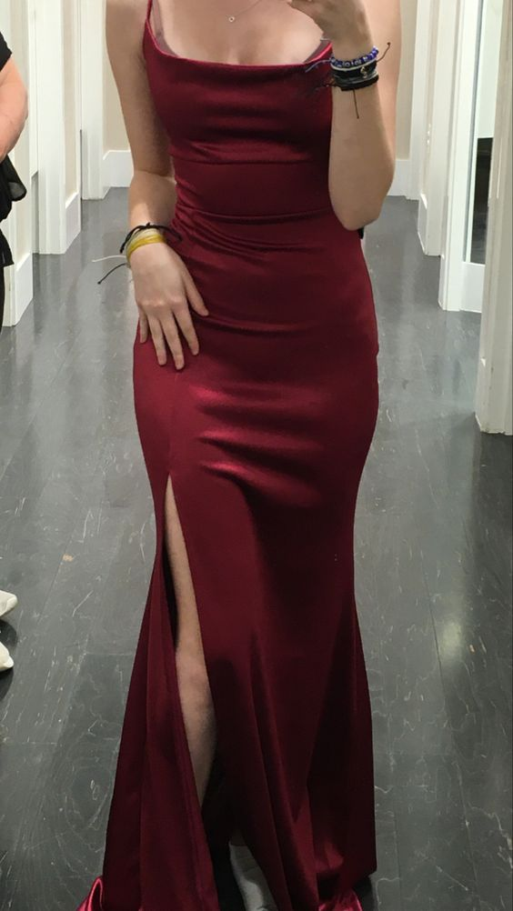 Modest Mermaid Burgundy Prom Dress 22th Birthday Outfit cc1366