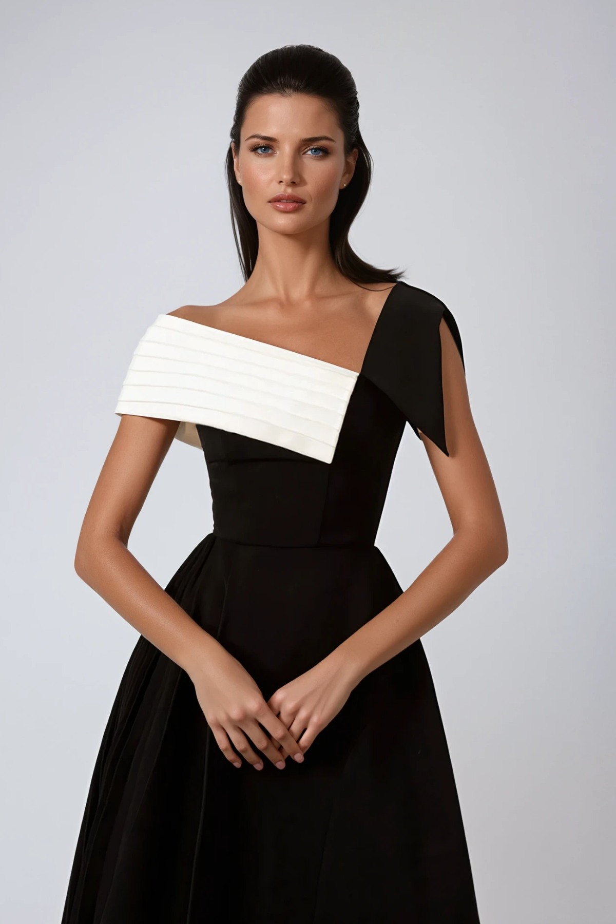 Asymmetric Ya Lapel Midi Dress