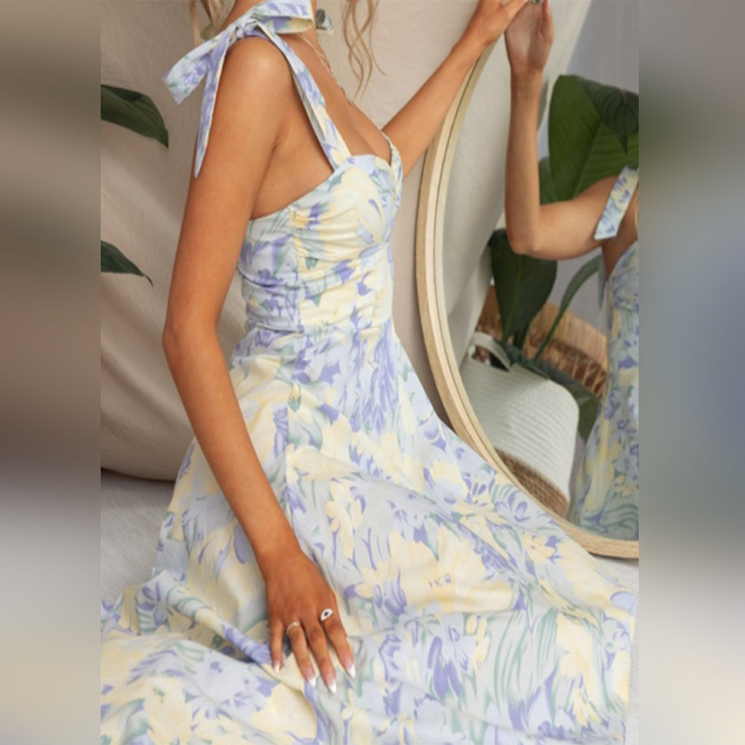 Orva Fashionable Bloom Midi Dress for Women Modern Chic Style