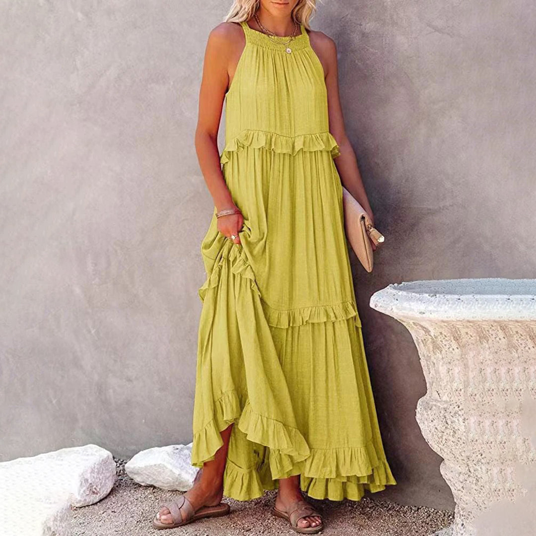 Aurora Timeless Sleeveless Maxi Dress with Ruffles Evening Wear Edit