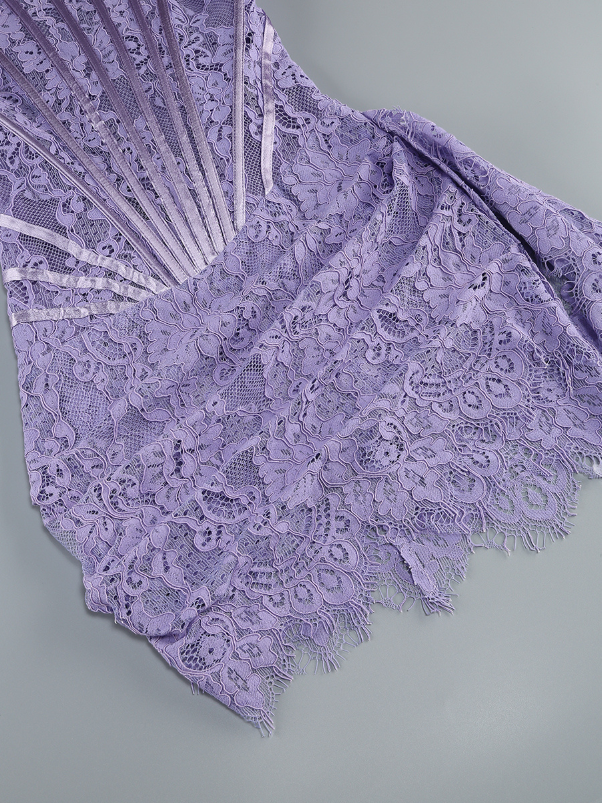 Strapless Lace Dress In Lilac - View 3