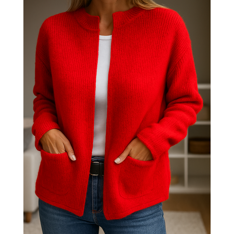 Ribbed Knit Zip Front Pocket Cardigan