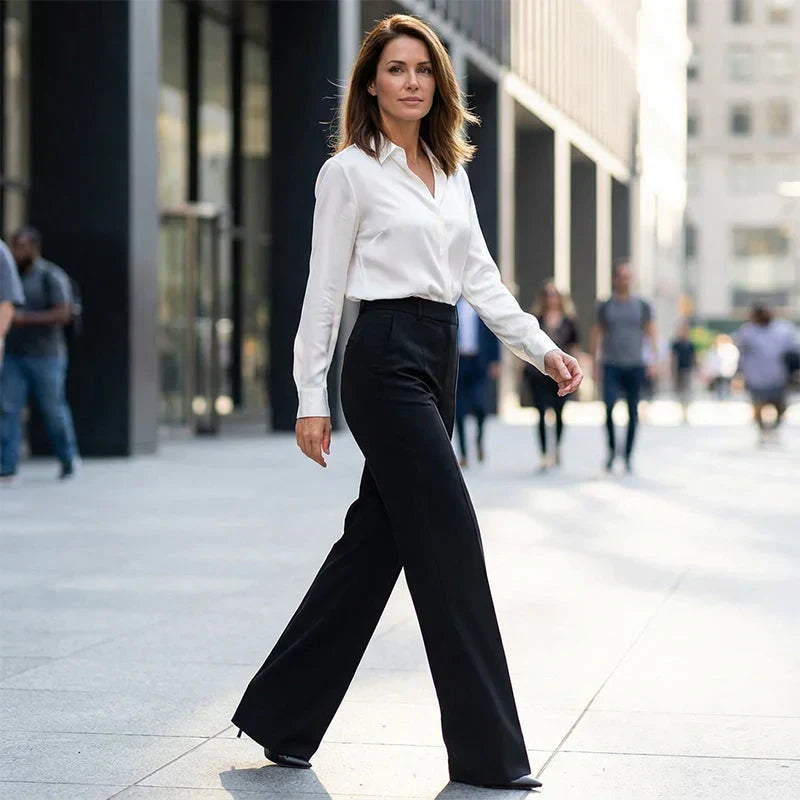 High Waist Wide Leg Tailored Trousers