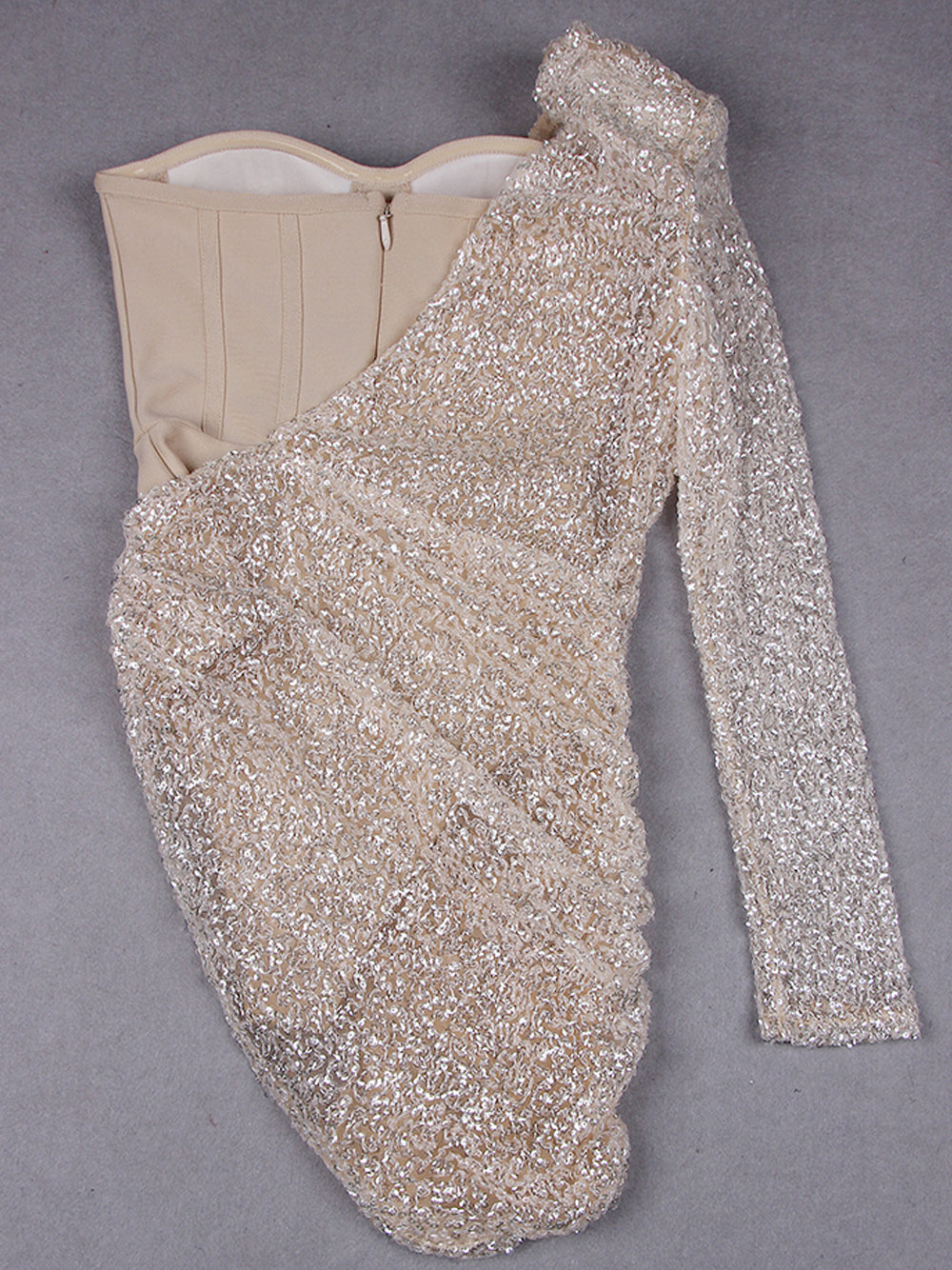 Sequin One Shoulder Long Sleeve Bodycon Mini Dress