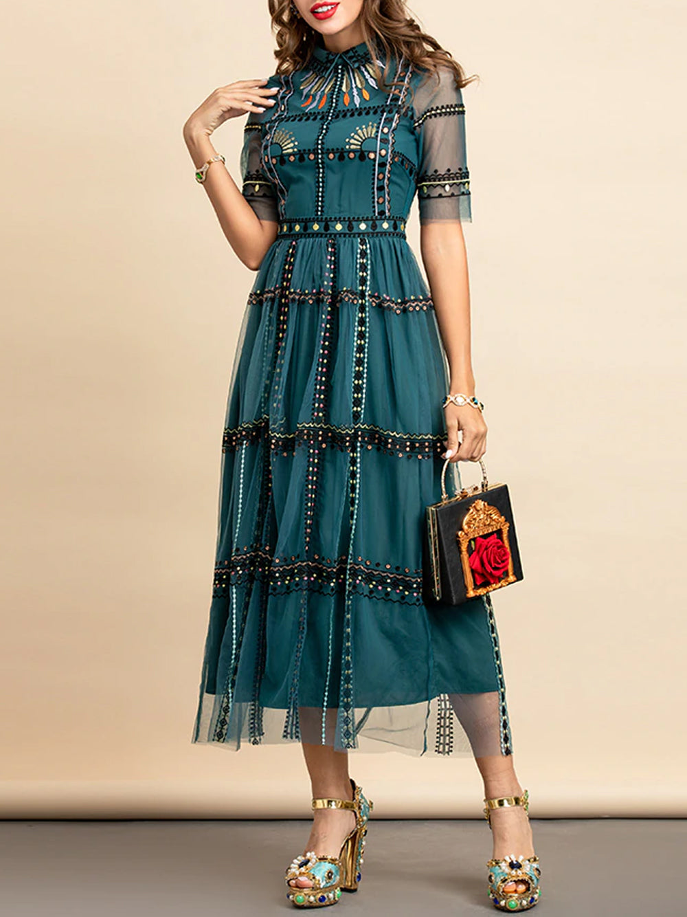 LEITA Lace Midi Dress - View 6