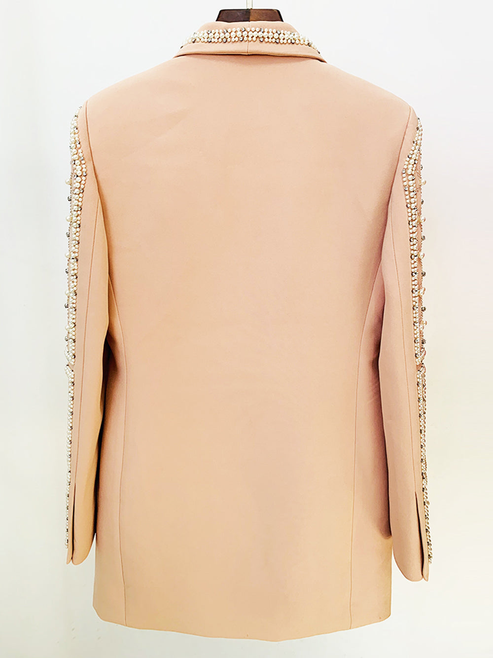 Pearl Rhinestone Beaded Deep V-Neck Long Sleeve Blazer Mini Dress