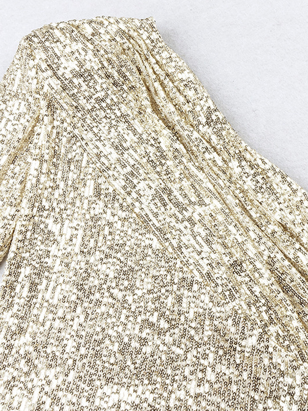 Sequin One Shoulder Long Sleeve Ruched Bodycon Midi Dress