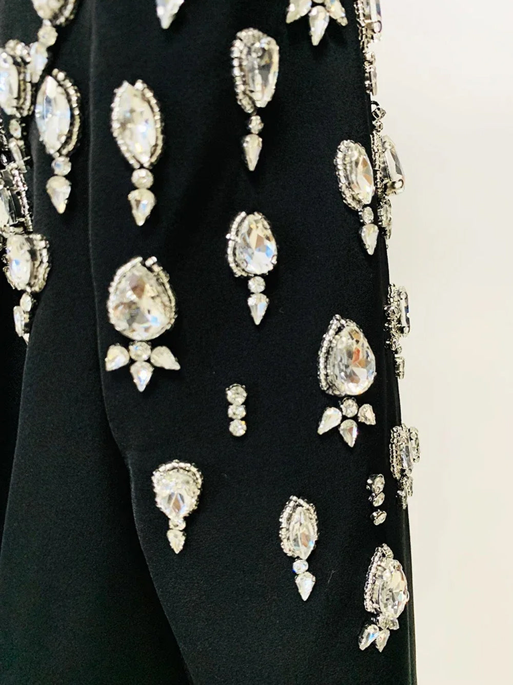 Beaded Double Breasted Satin Lapel Long Sleeve Blazer Mini Dress