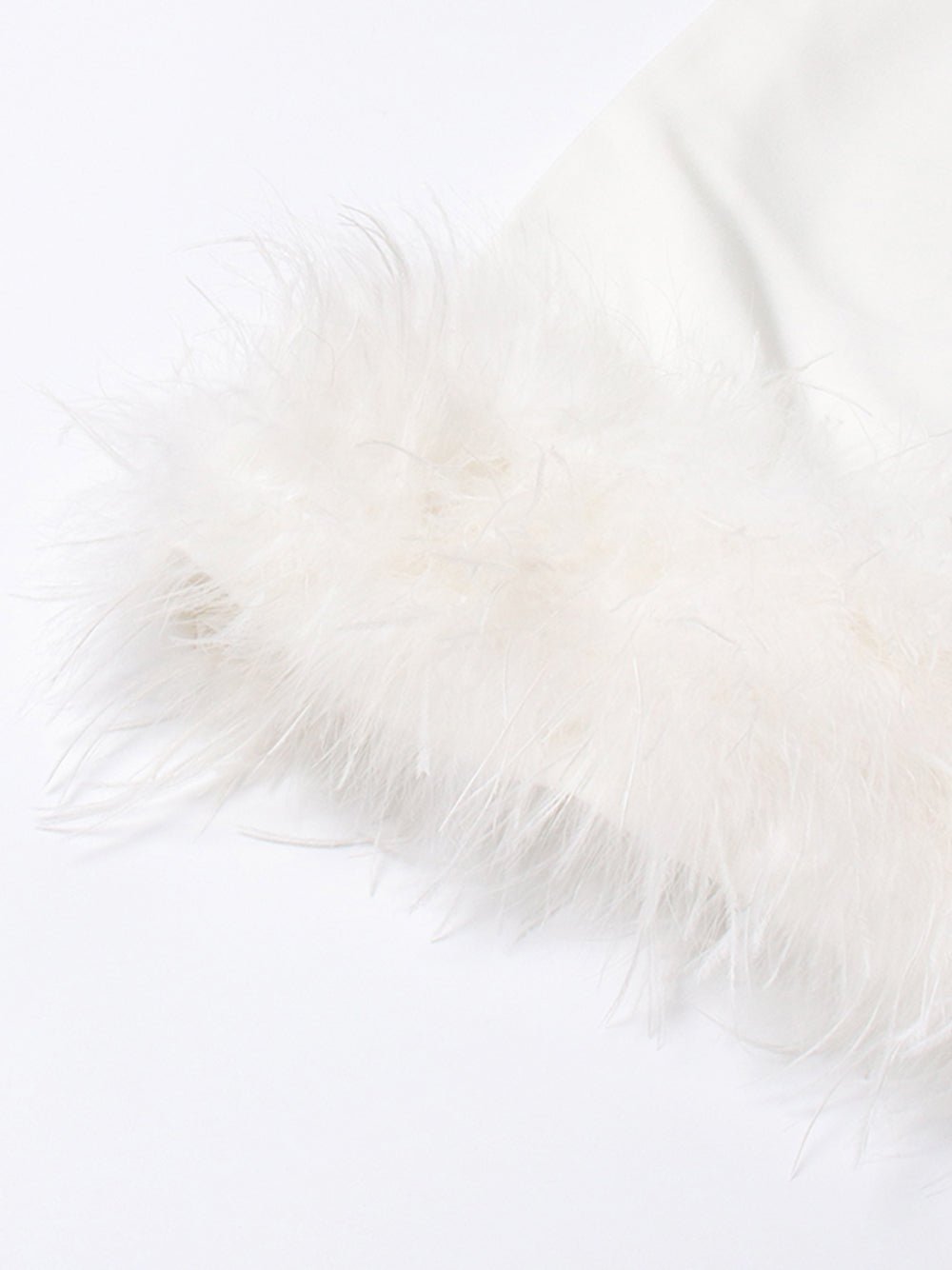 Sleeveless Crew Neck Feather Trim Midi Dress