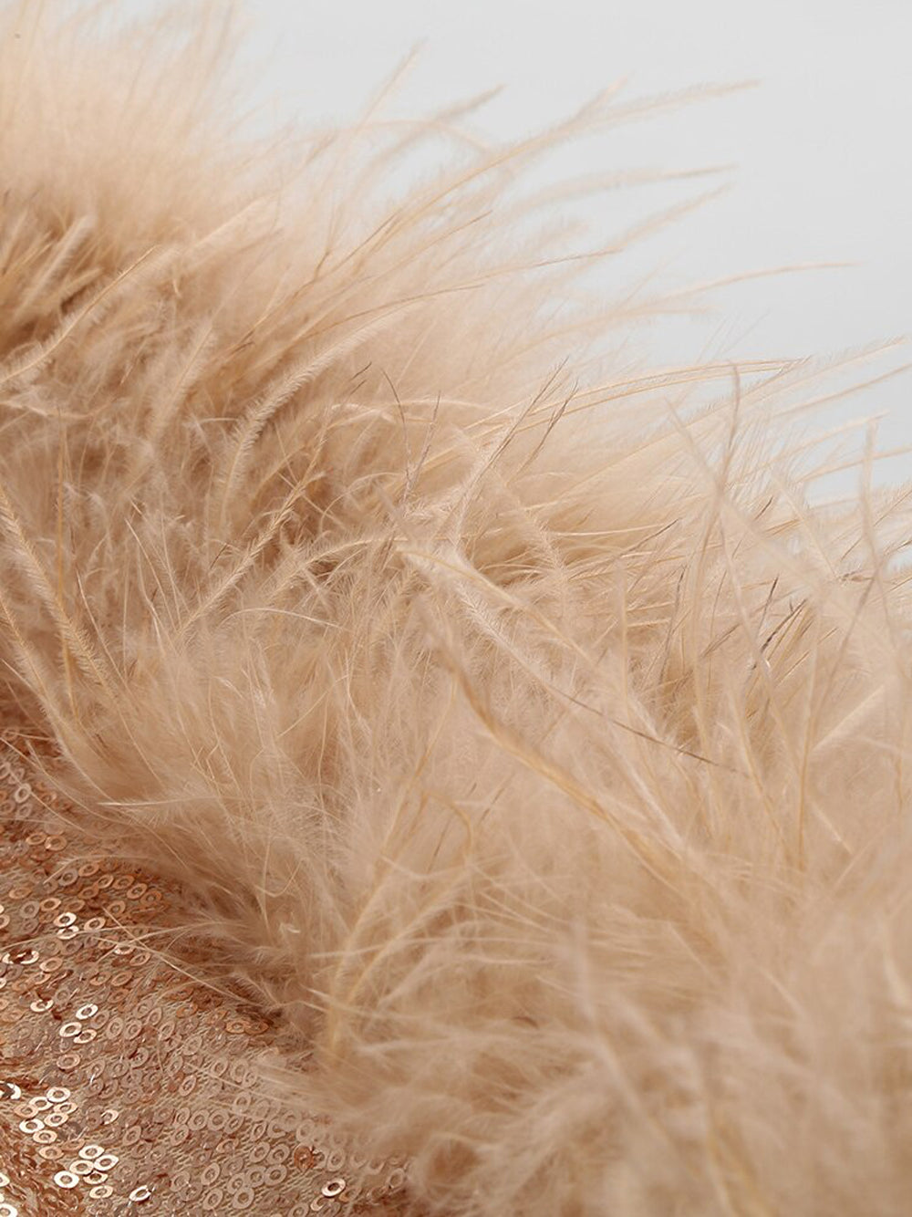 Sequin One Shoulder Feather Trim Cut Out Bodycon Mini Dress