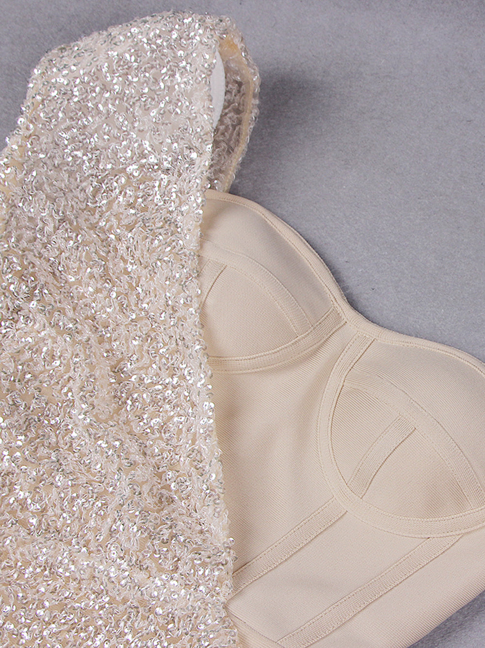 Sequin One Shoulder Long Sleeve Bodycon Mini Dress