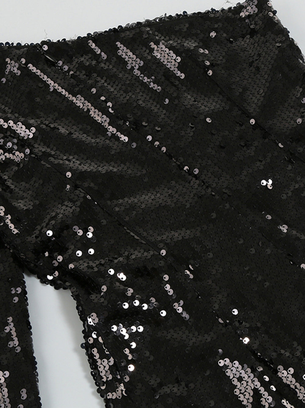 Sequin One Shoulder Long Sleeve Feather Trim Bodycon Mini Dress