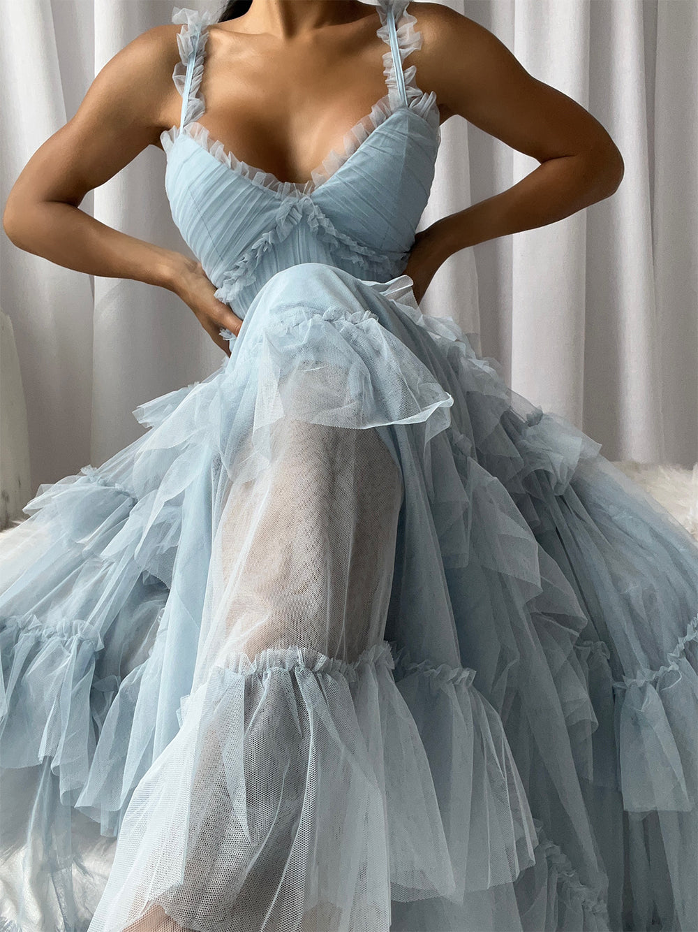 NILA Tulle Maxi Dress in Columbia - View 4