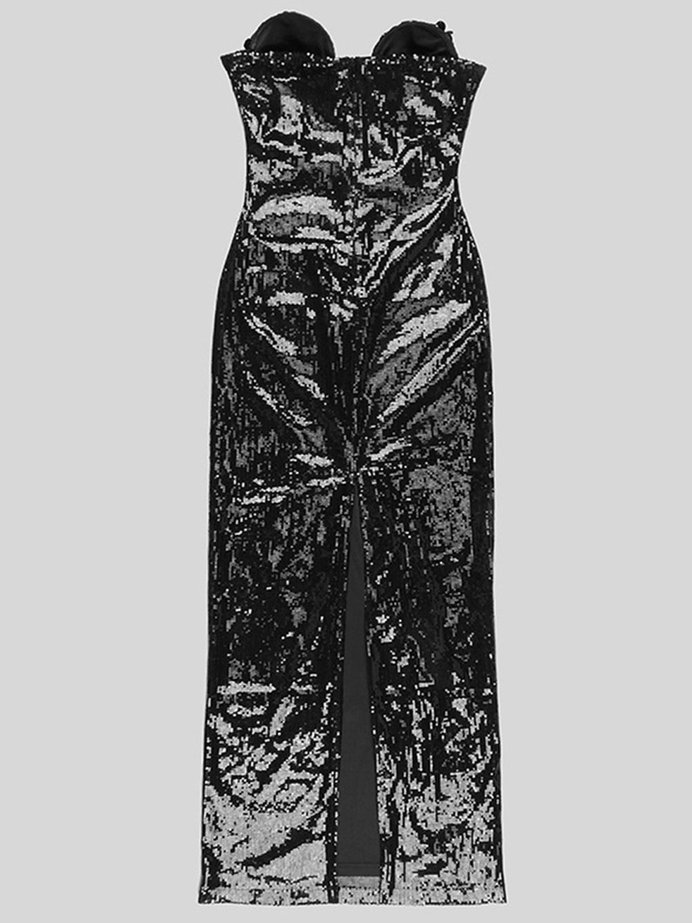 Sequin Strapless Sweetheart Corset 3D Floral Applique Bodycon Maxi Gown