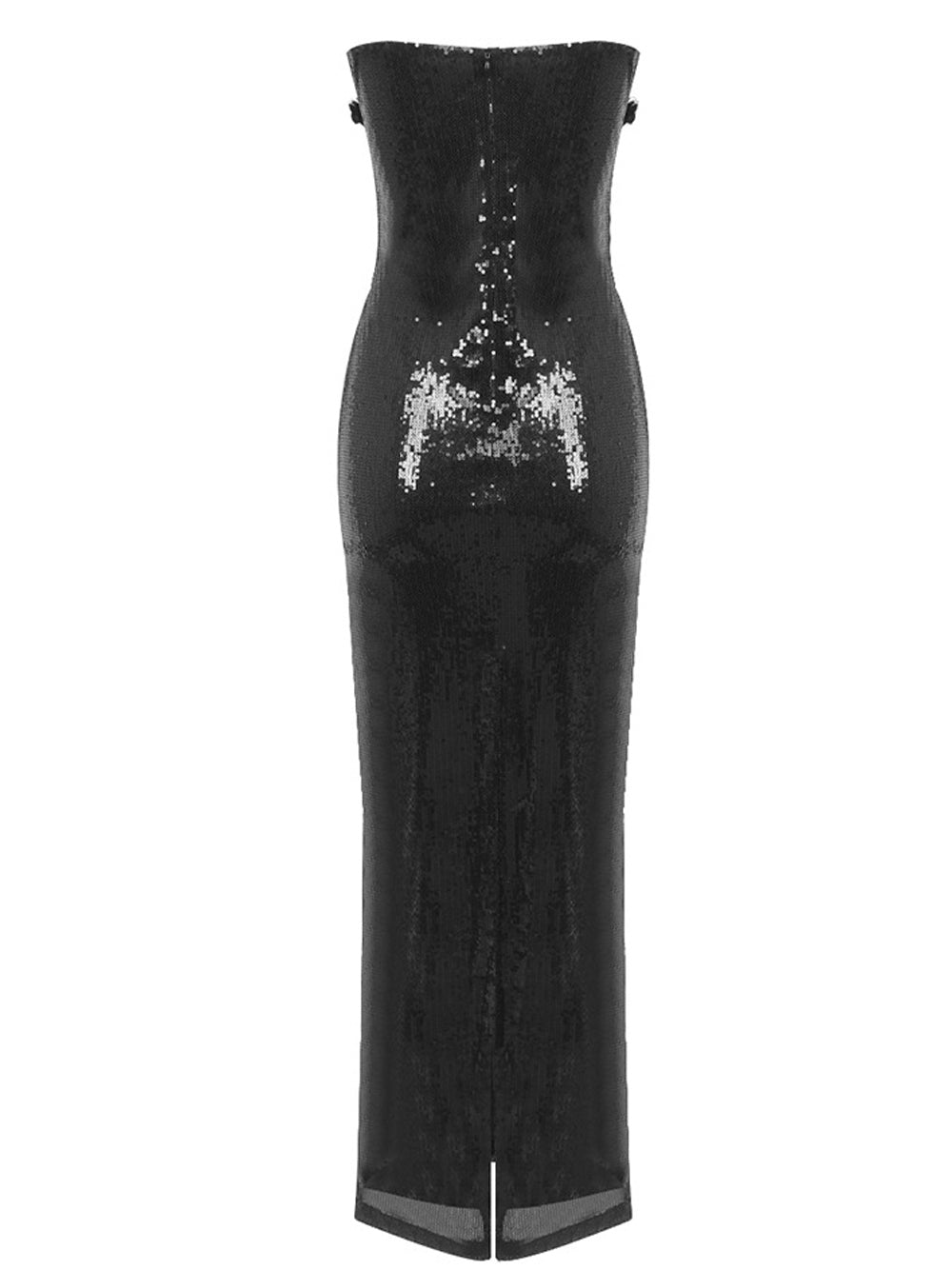 Sequin Strapless Sweetheart Corset 3D Floral Applique Bodycon Maxi Gown