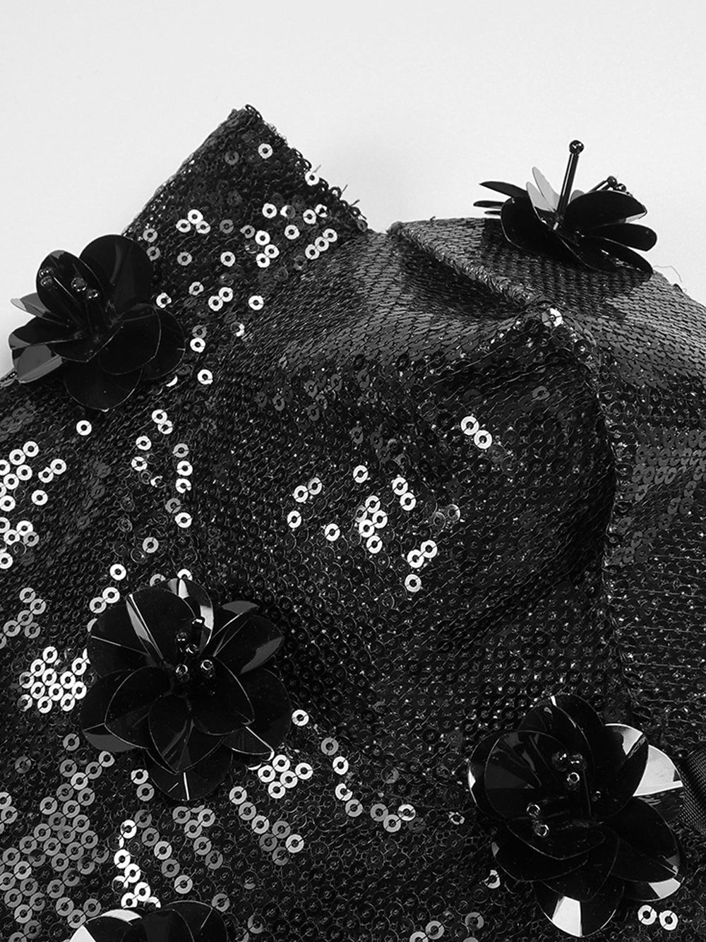Sequin Strapless Sweetheart Corset 3D Floral Applique Bodycon Maxi Gown