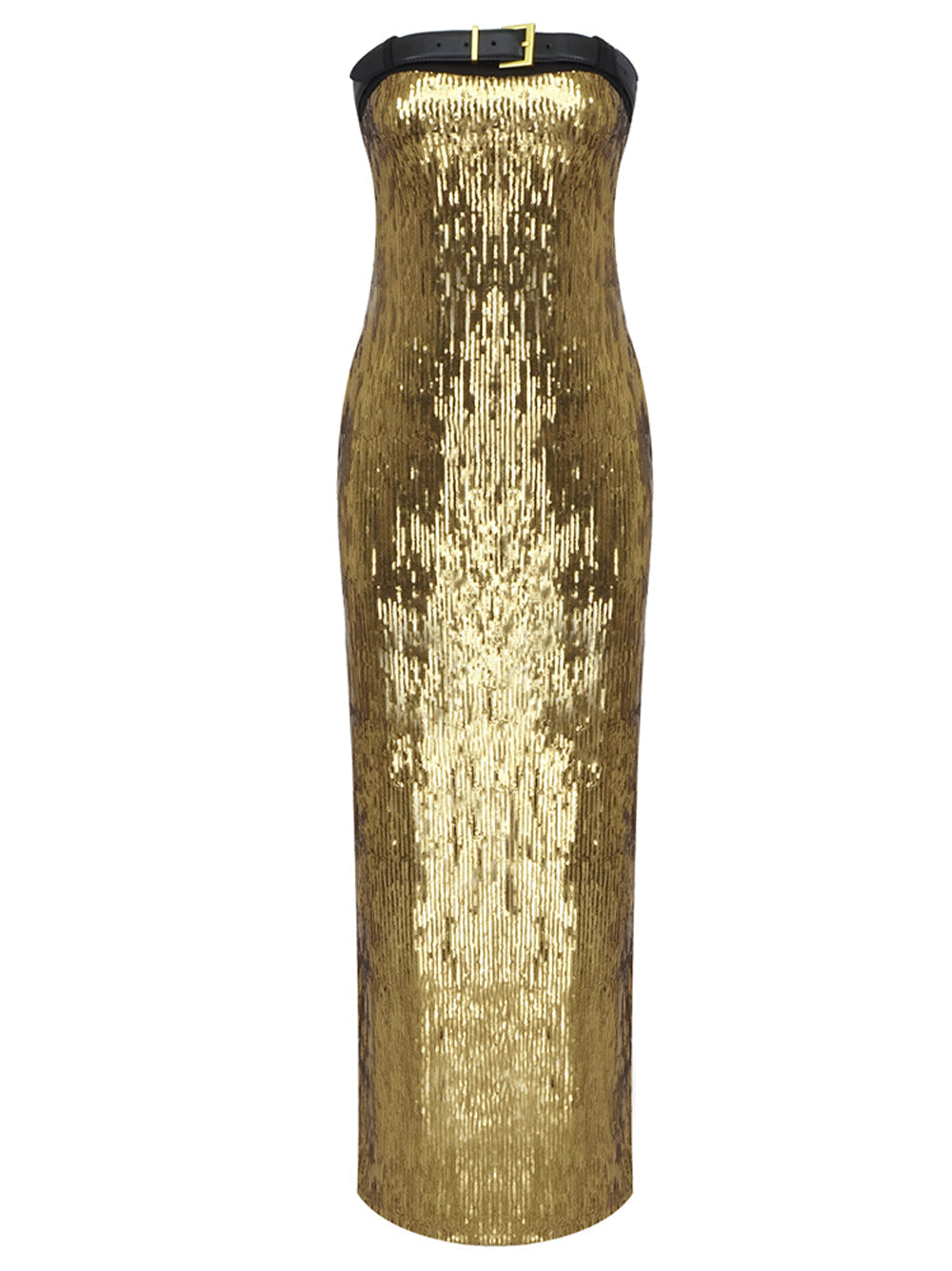 Sequin Strapless Ruched Bodycon Midi Dress