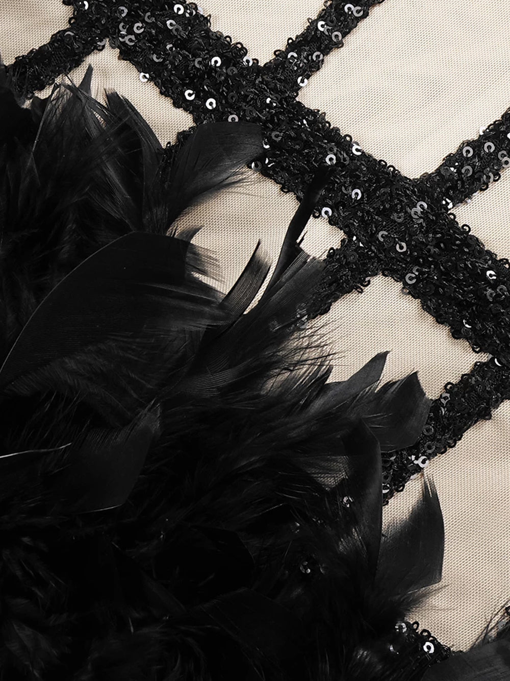 Strapless Sequin Mesh Corset Bodice Feather Skirt Mini Party Dress