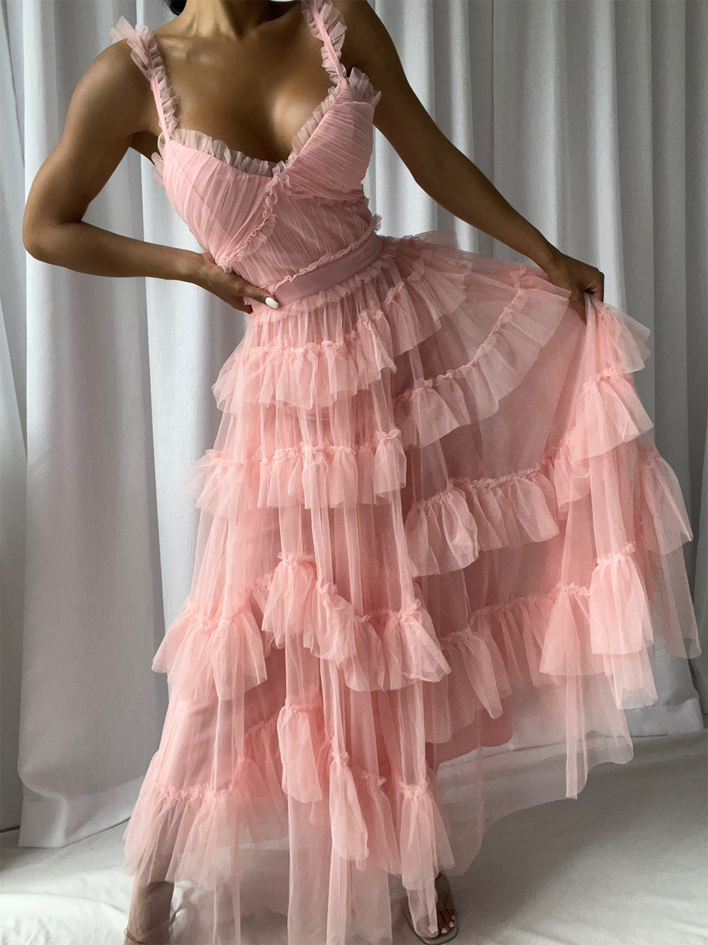 NILA Tulle Maxi Dress in Pink - View 4