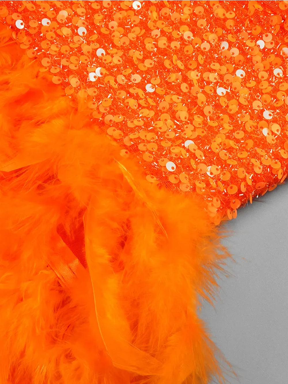 Sequin Sweetheart Cross Strap Feather Skirt Mini Dress