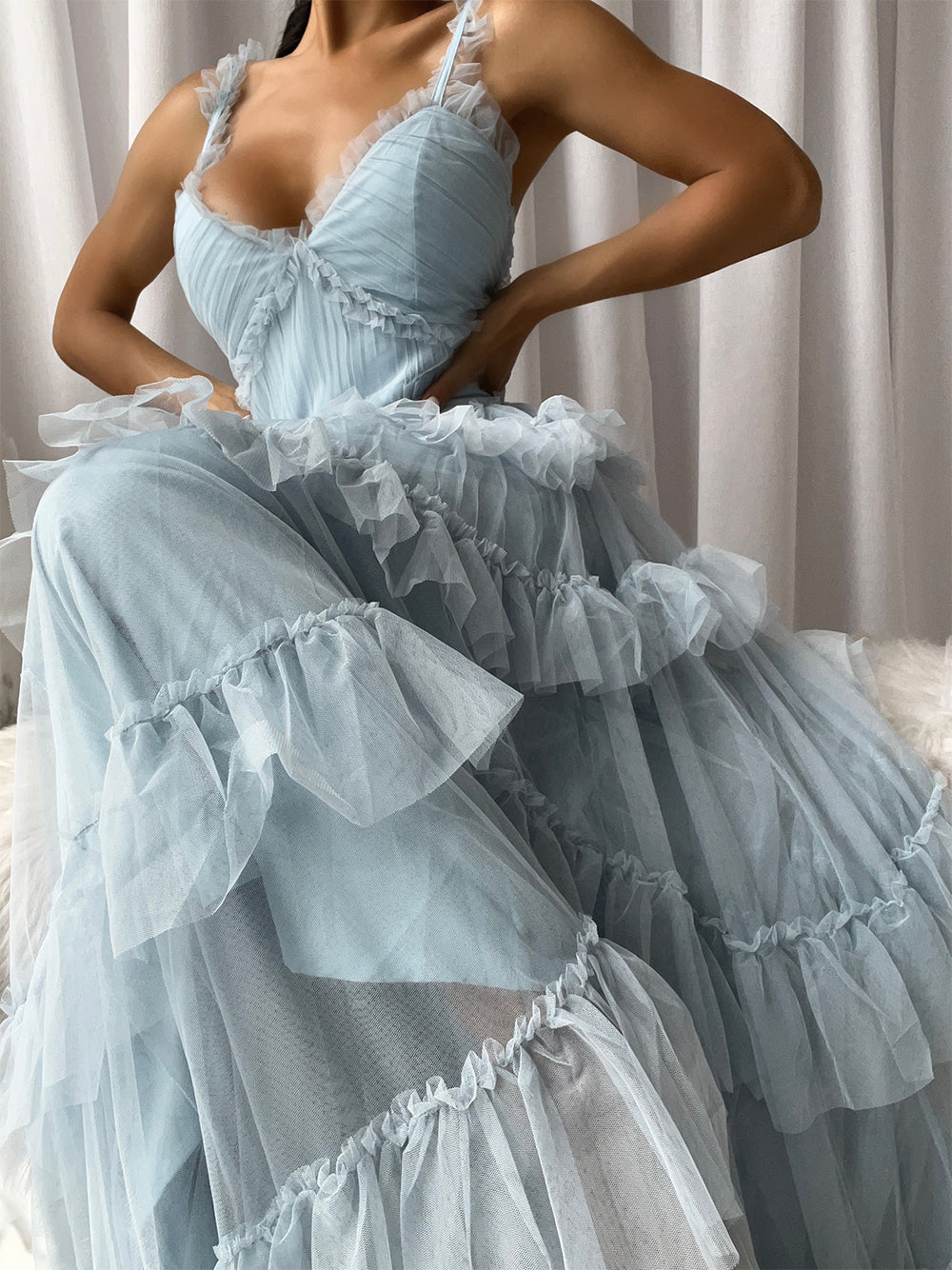 NILA Tulle Maxi Dress in Columbia - View 2