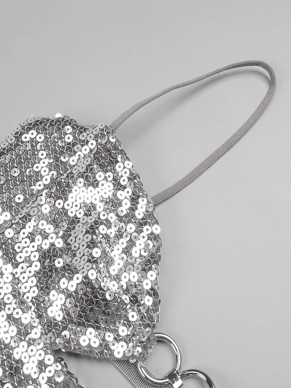 Sequin Spaghetti Strap O Ring Cut Out Bodycon Mini Dress