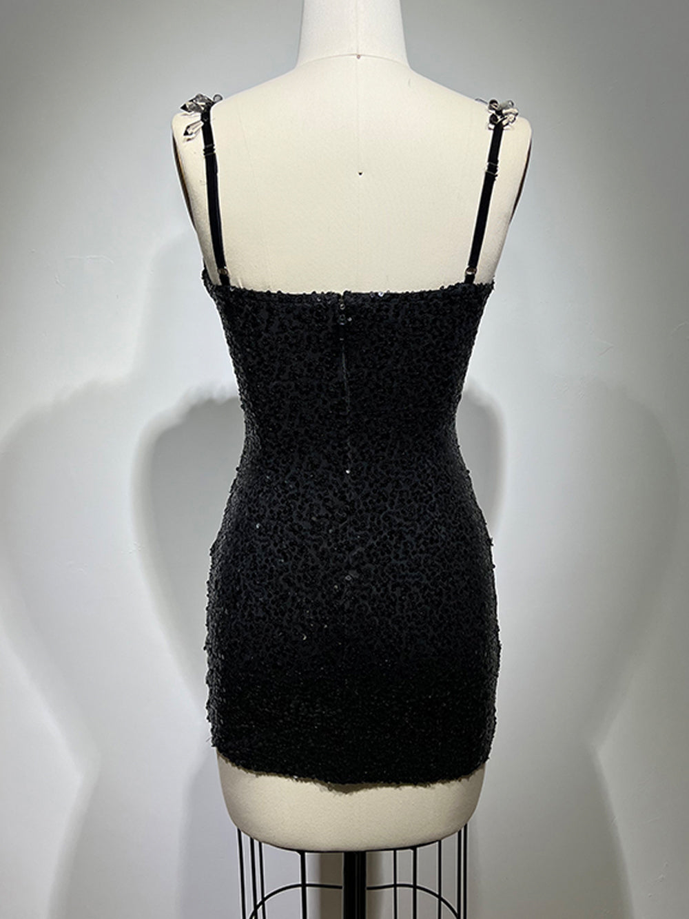 Sequin Deep V-Neck Sheer Corset Bodycon Mini Dress