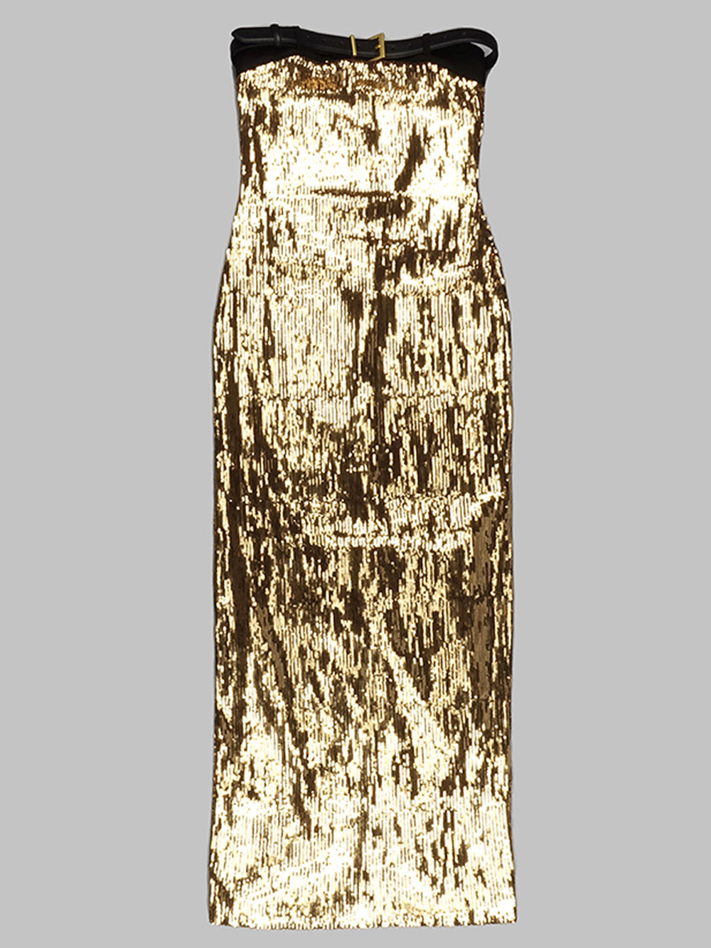 Sequin Strapless Ruched Bodycon Midi Dress