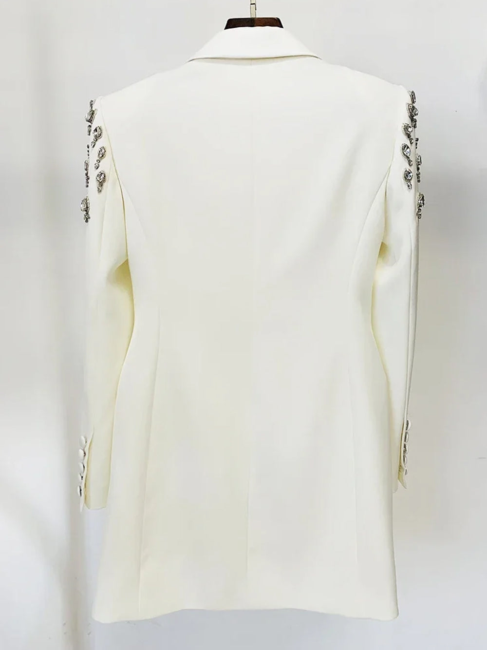 Rhinestone Crystal Embellished Peaked Lapel Double Breasted Blazer Mini Dress