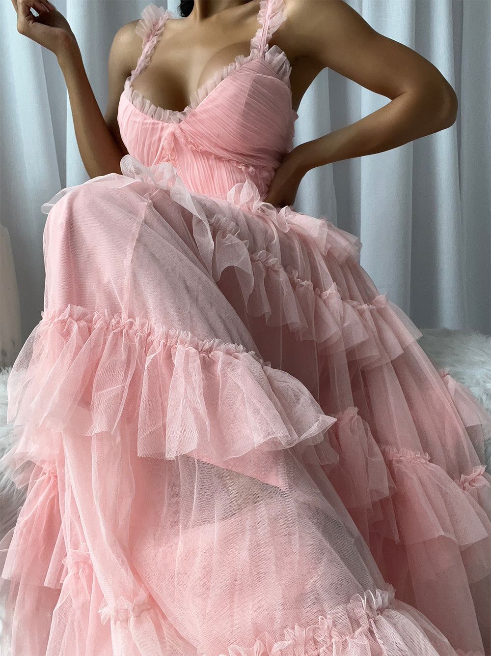 NILA Tulle Maxi Dress in Pink - View 5