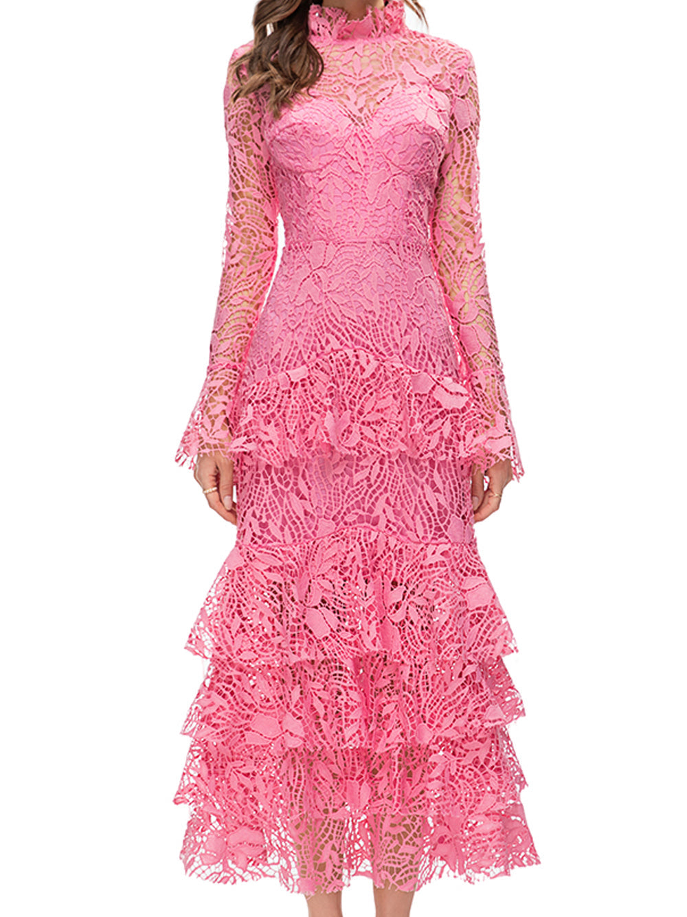 SETAI Lace Maxi Dress in Pink - View 5