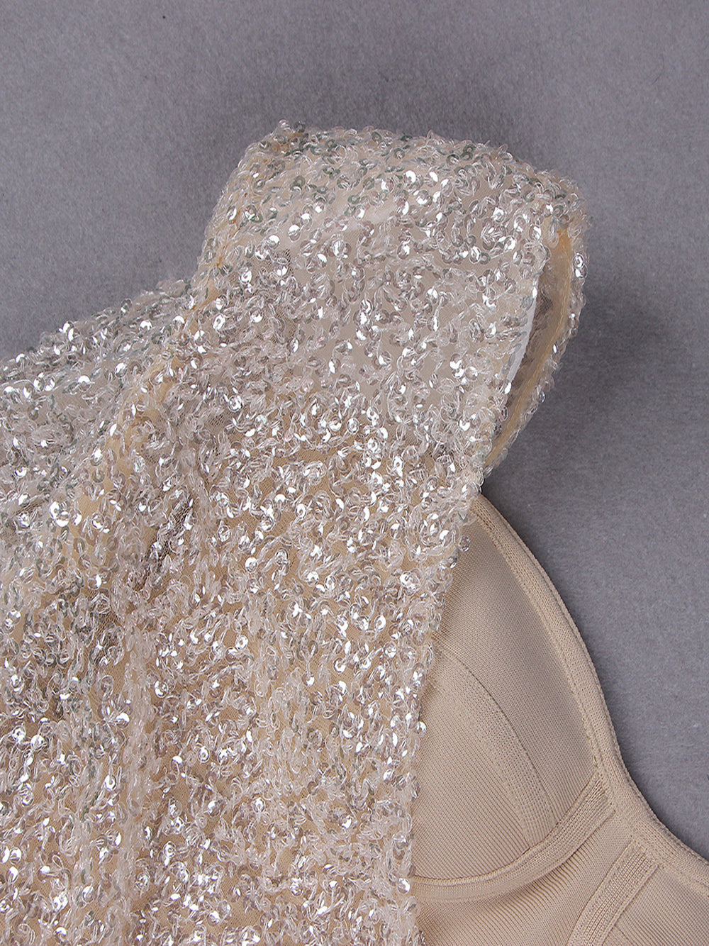 Sequin One Shoulder Long Sleeve Bodycon Mini Dress