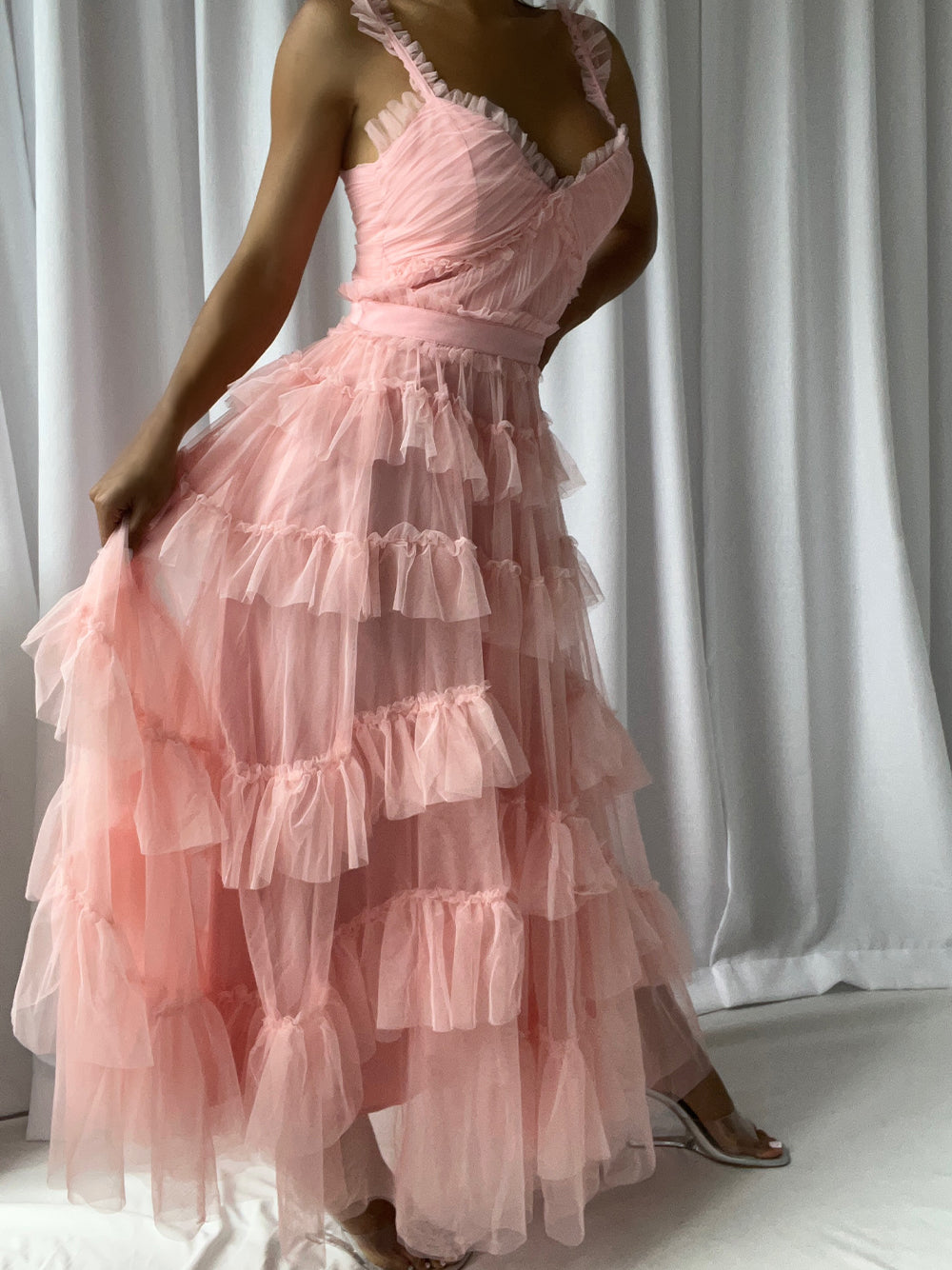 NILA Tulle Maxi Dress in Pink - View 2