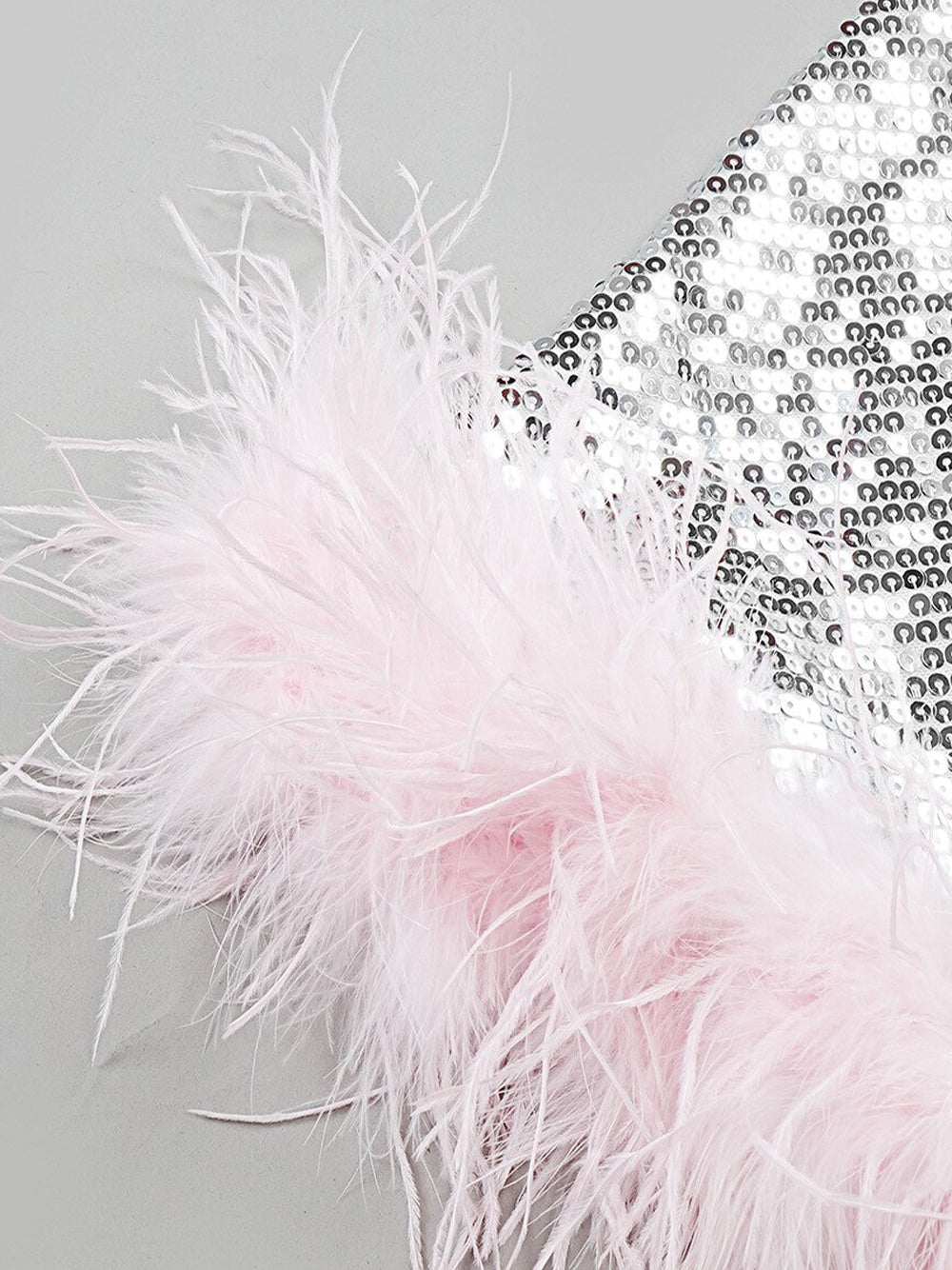 Sequin Strapless Feather Trim Bodycon Mini Dress