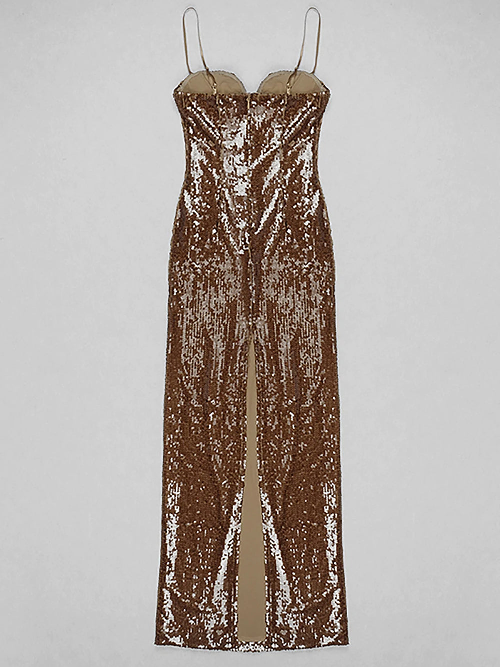 Sequin Spaghetti Strap Sweetheart Rosette Applique Mermaid Gown