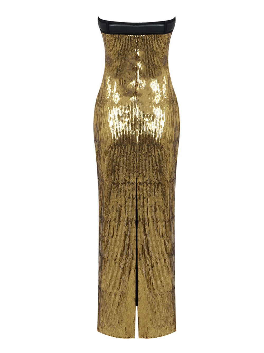 Sequin Strapless Ruched Bodycon Midi Dress