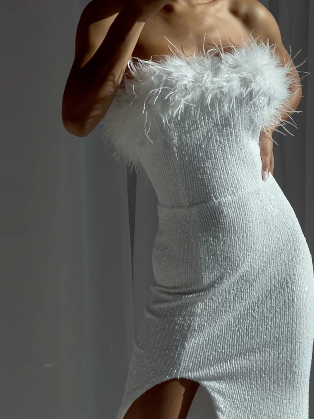Sequin Sweetheart Long Sleeve Bodycon Maxi Dress