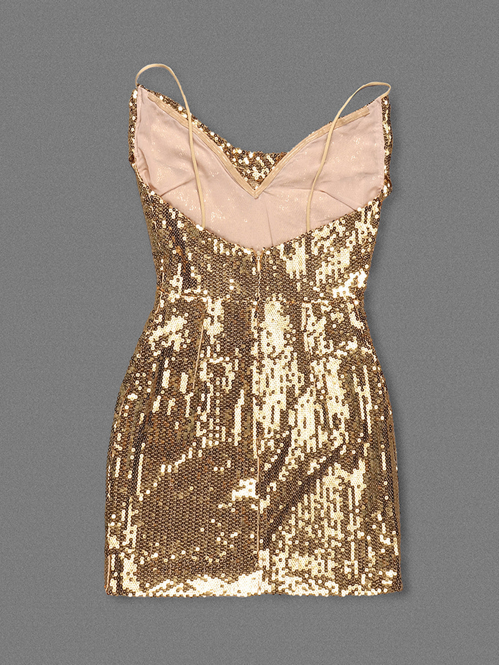 Sequin Cowl Back Spaghetti Strap Bodycon Mini Dress