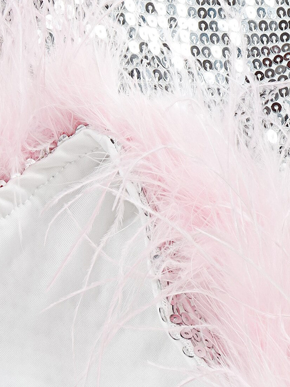Sequin Strapless Feather Trim Bodycon Mini Dress