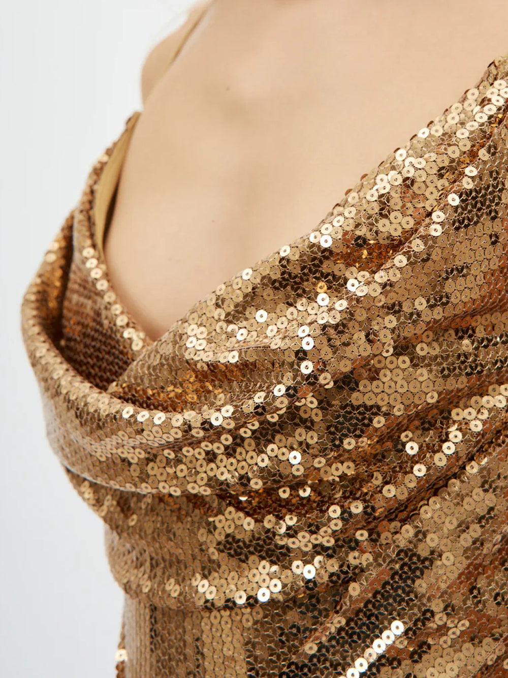 Sequin Cowl Back Spaghetti Strap Bodycon Mini Dress