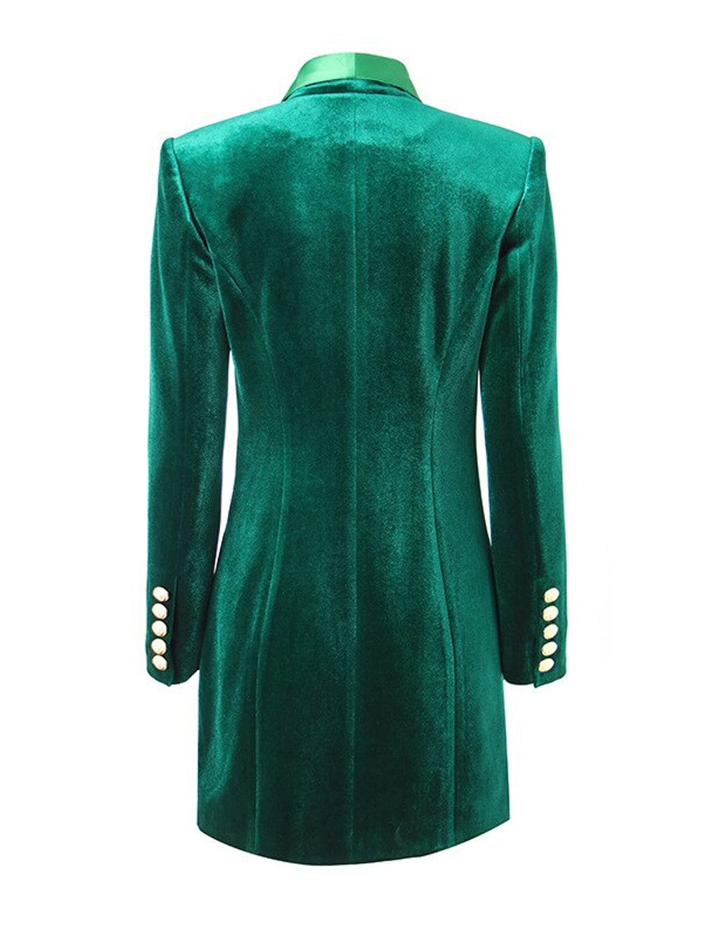 Velvet Satin Lapel Double Breasted Deep V-Neck Blazer Mini Dress