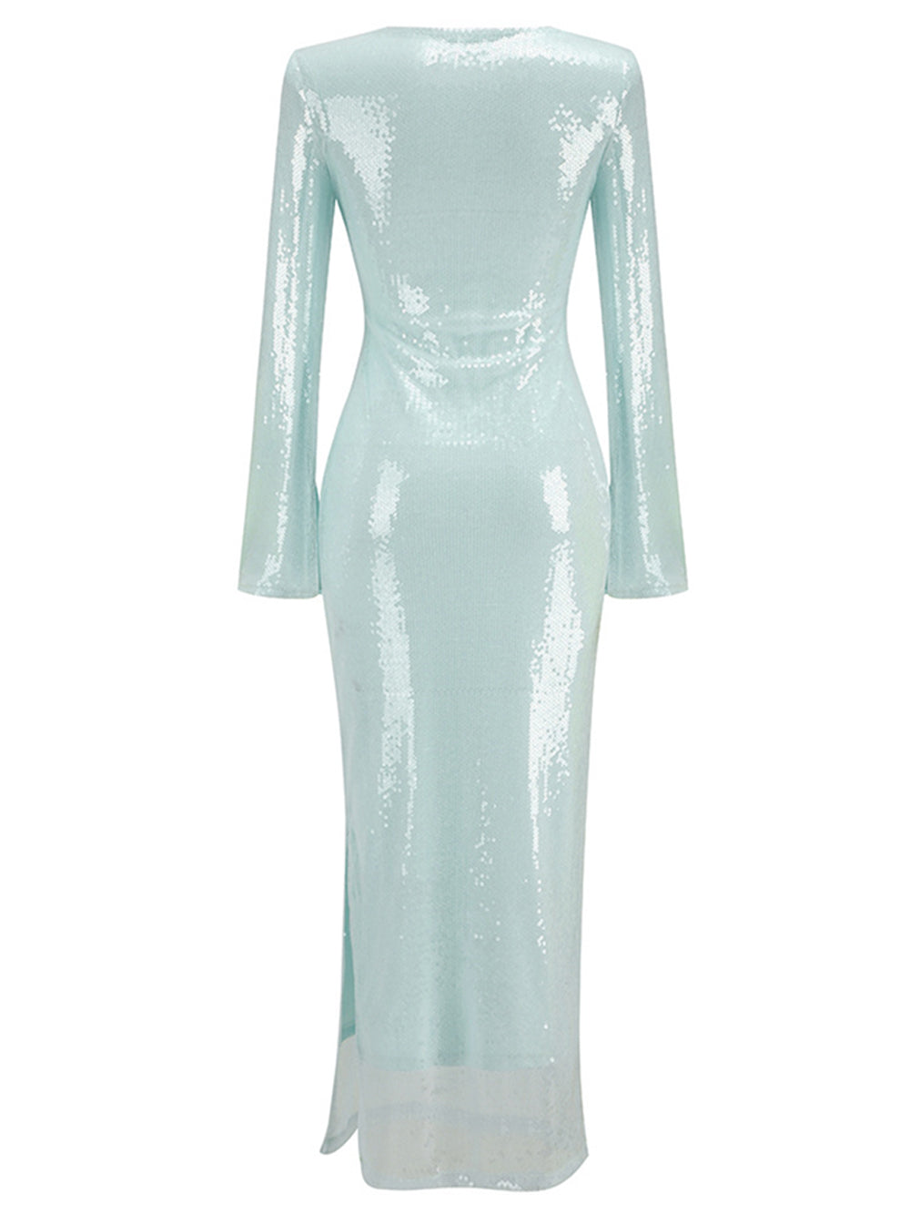 Lace Long Sleeve High Neck Fit and Flare Midi Gown