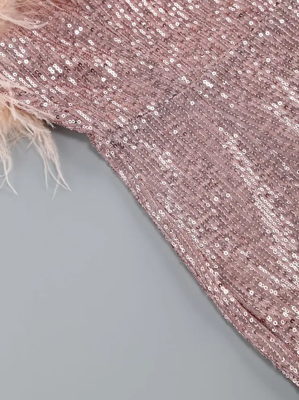 Sequin Strapless Feather Trim Bodycon Mini Dress