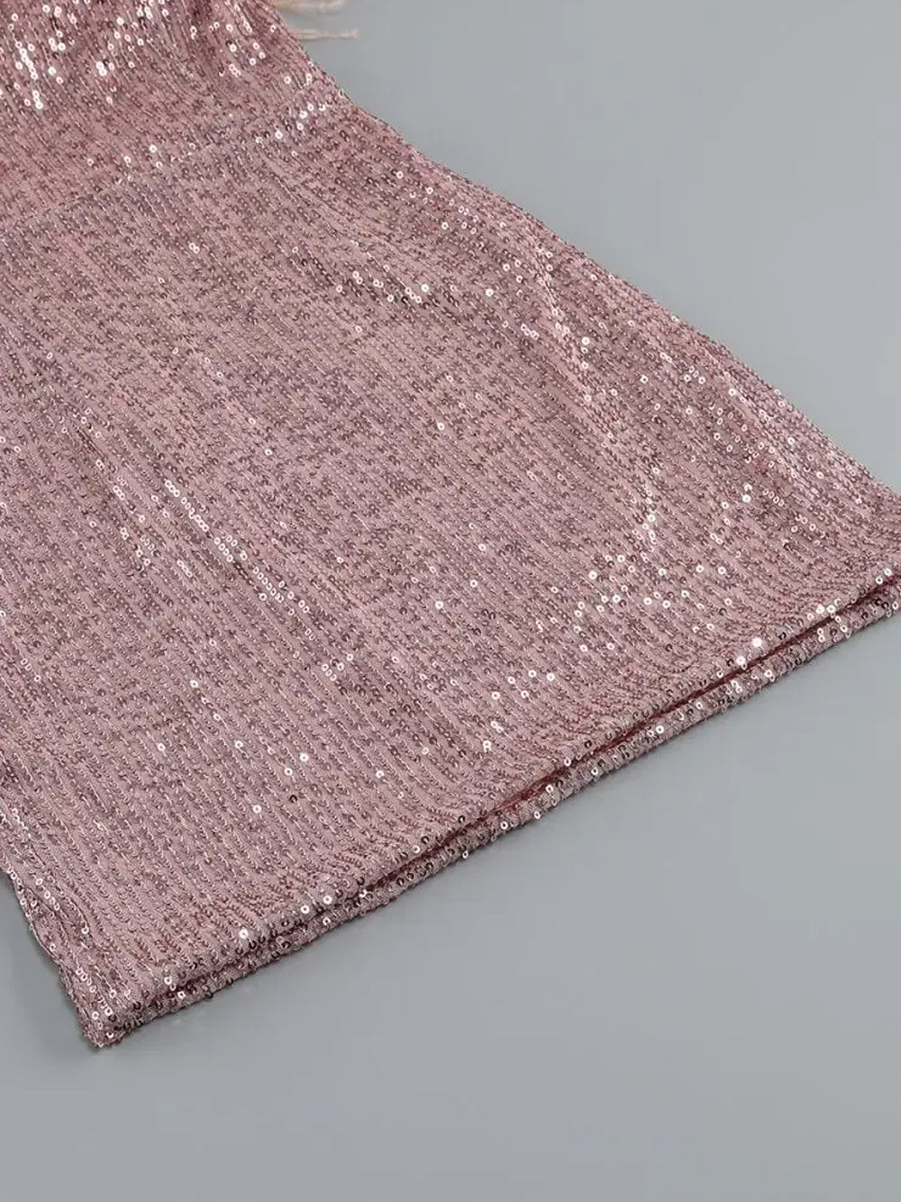 Sequin Strapless Feather Trim Bodycon Mini Dress