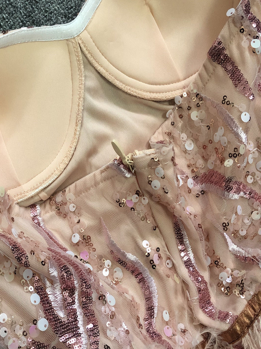 Sequin Strapless Sweetheart Bustier Feather Mini Dress