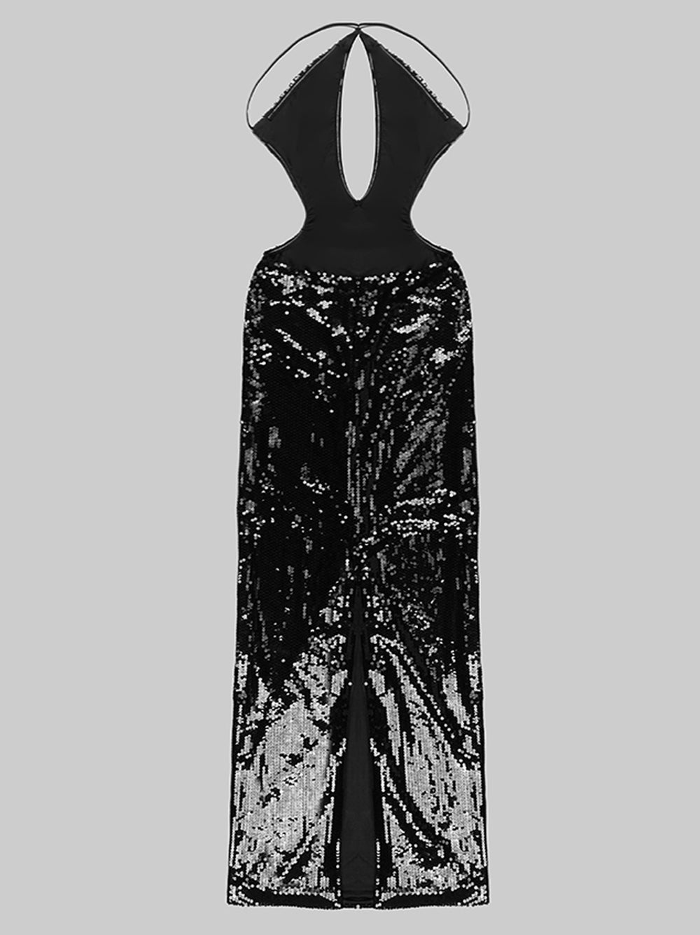 Sequin Strapless Bodycon Maxi Formal Dress in Black - View 8