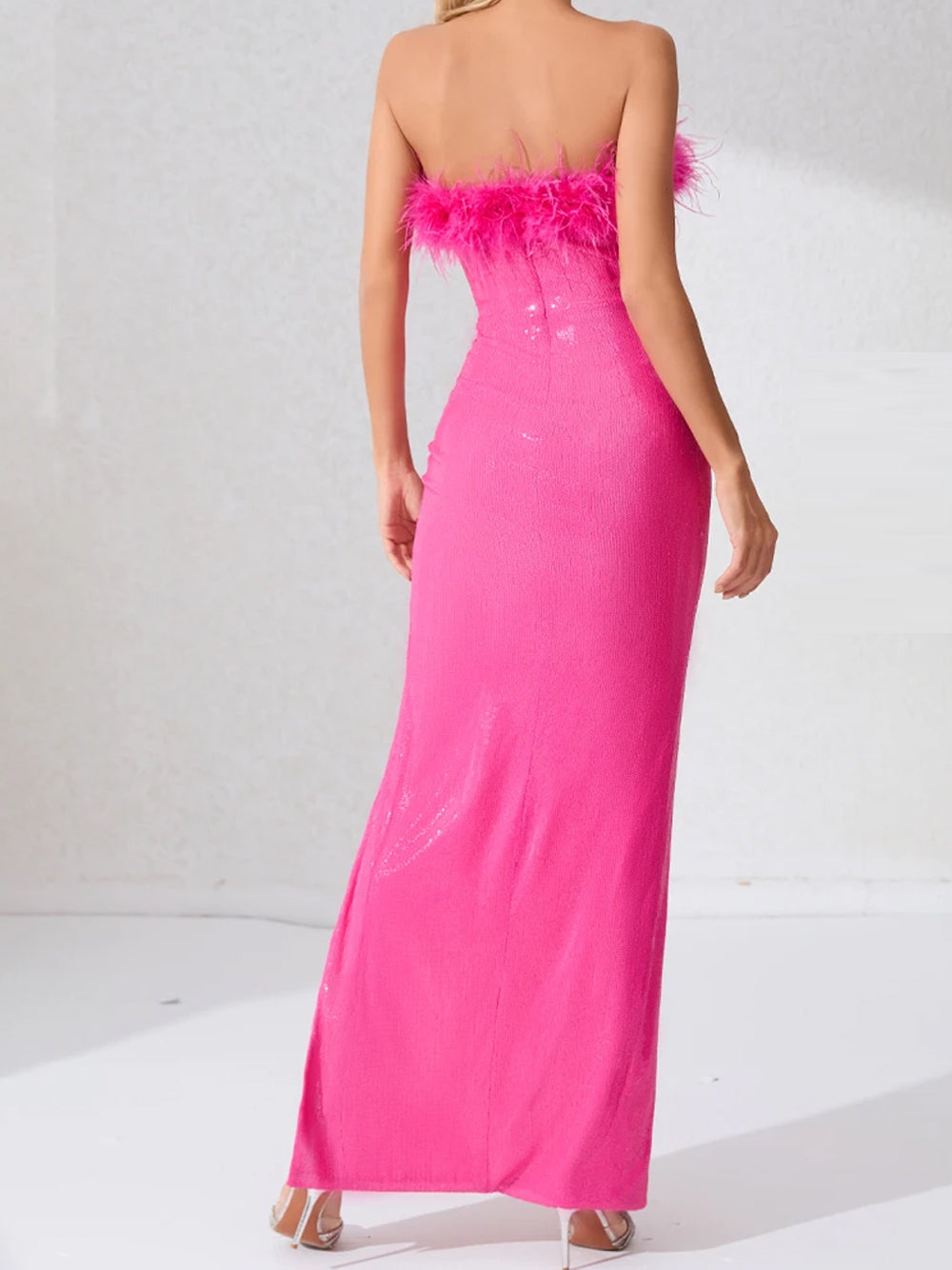 ENIGMA Sequin Maxi Dress in Fuchsia - View 5