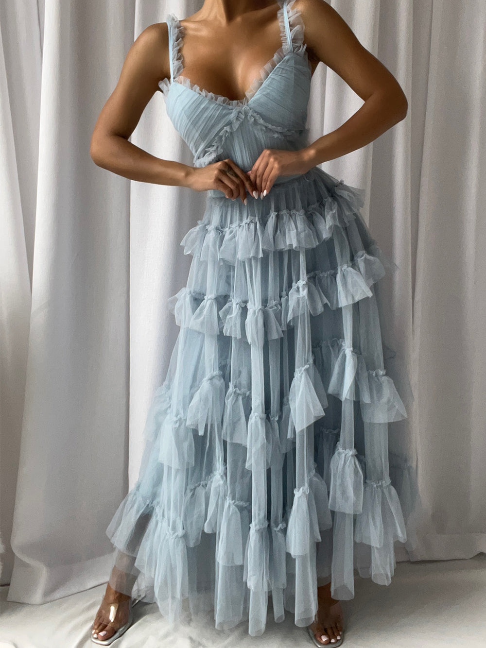 NILA Tulle Maxi Dress in Columbia - View 3